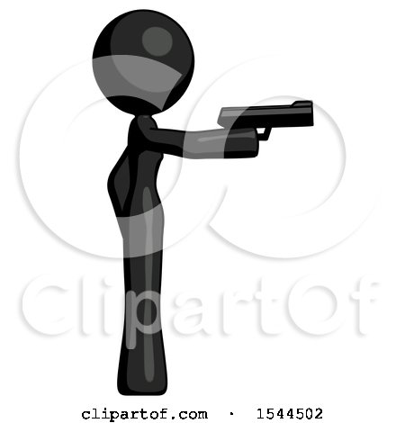 Black Design Mascot Woman Firing a Handgun by Leo Blanchette