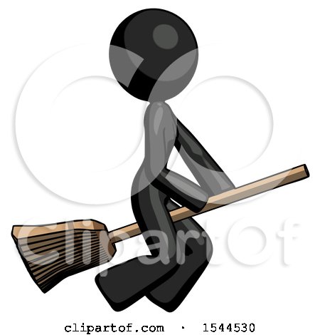 Black Design Mascot Woman Flying on Broom by Leo Blanchette