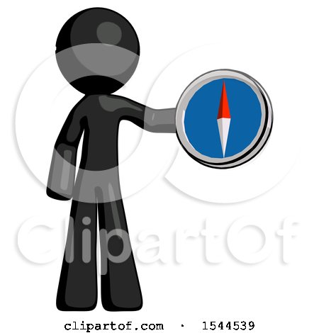 Black Design Mascot Man Holding a Large Compass by Leo Blanchette