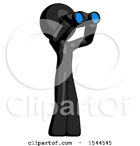 Black Design Mascot Man Looking Through Binoculars to the Right by Leo Blanchette