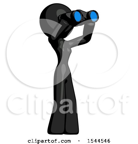 Black Design Mascot Woman Looking Through Binoculars to the Right by Leo Blanchette