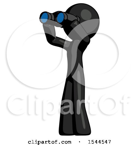 Black Design Mascot Man Looking Through Binoculars to the Left by Leo Blanchette