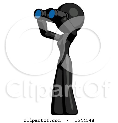 Black Design Mascot Woman Looking Through Binoculars to the Left by Leo Blanchette