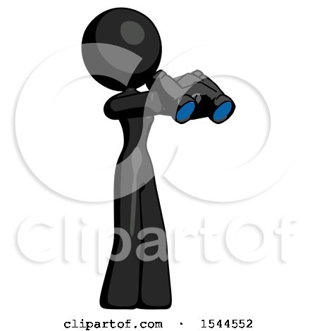 Black Design Mascot Woman Holding Binoculars Ready to Look Right by Leo Blanchette