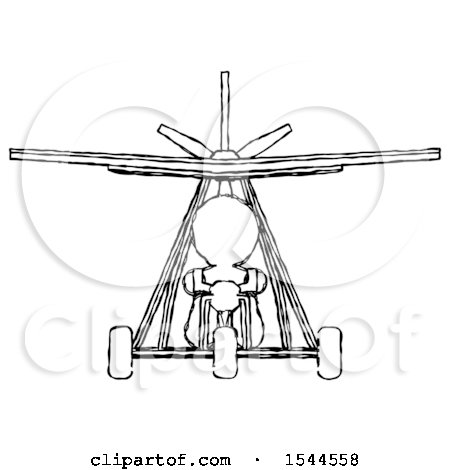 Sketch Design Mascot Man in Ultralight Aircraft Front View by Leo Blanchette