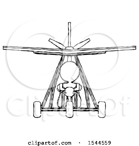 Sketch Design Mascot Woman in Ultralight Plane Front View by Leo Blanchette