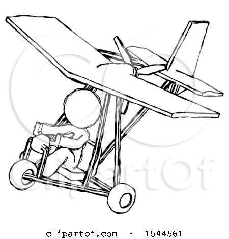 Sketch Design Mascot Woman in Ultralight Aircraft Top Side View by Leo Blanchette