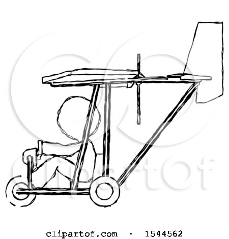 Sketch Design Mascot Man in Ultralight Aircraft Side View by Leo Blanchette