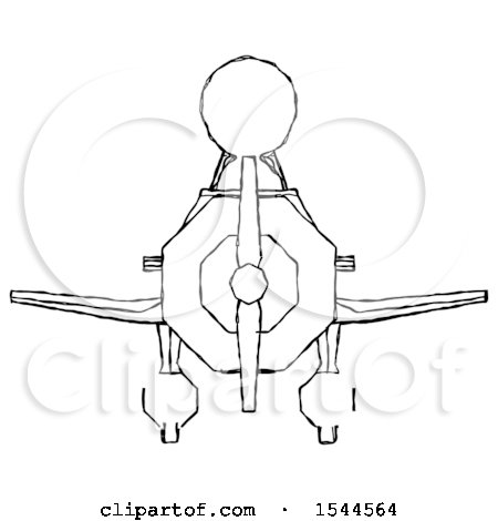 Sketch Design Mascot Man in Geebee Stunt Plane Front View by Leo Blanchette