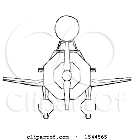 Sketch Design Mascot Woman in Geebee Stunt Plane Front View by Leo Blanchette