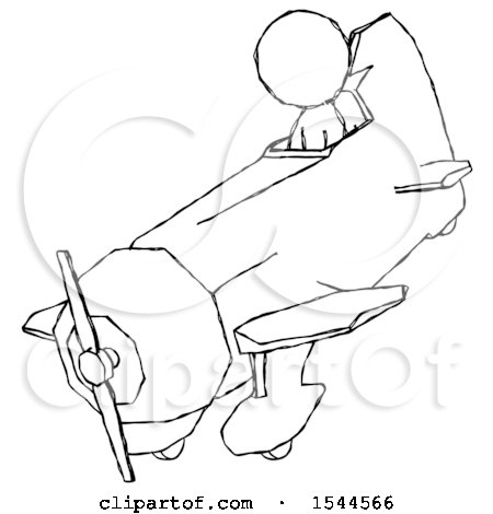 Sketch Design Mascot Man in Geebee Stunt Plane Descending View by Leo Blanchette