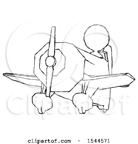 Sketch Design Mascot Woman Flying in Geebee Stunt Plane Viewed from Below by Leo Blanchette
