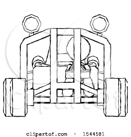 Sketch Design Mascot Woman Riding Sports Buggy Front View by Leo Blanchette