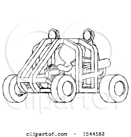 Sketch Design Mascot Man Riding Sports Buggy Side Angle View by Leo Blanchette