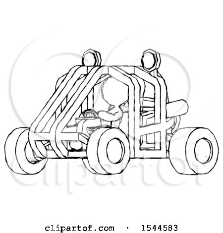Sketch Design Mascot Woman Riding Sports Buggy Side Angle View by Leo Blanchette