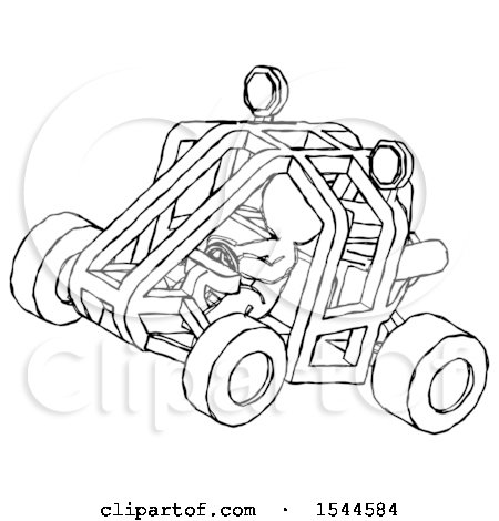 Sketch Design Mascot Man Riding Sports Buggy Side Top Angle View by Leo Blanchette
