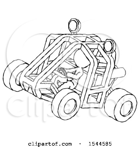 Sketch Design Mascot Woman Riding Sports Buggy Side Top Angle View by Leo Blanchette