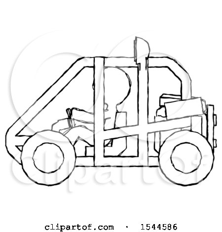 Sketch Design Mascot Man Riding Sports Buggy Side View by Leo Blanchette