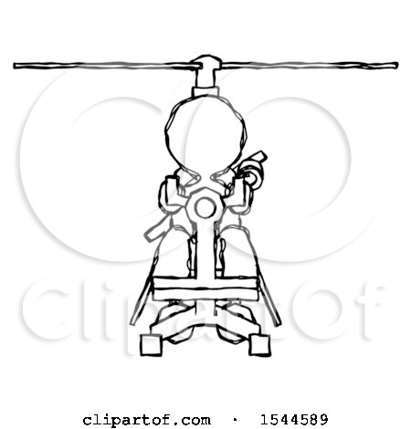 Sketch Design Mascot Woman Flying in Gyrocopter Front View by Leo Blanchette