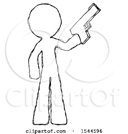 Sketch Design Mascot Man Holding Handgun by Leo Blanchette