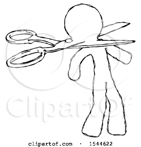 Sketch Design Mascot Man Scissor Beheading Office Worker Execution by Leo Blanchette