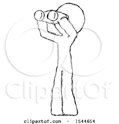 Sketch Design Mascot Man Looking Through Binoculars to the Left by Leo Blanchette