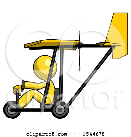 Yellow Design Mascot Man in Ultralight Aircraft Side View by Leo Blanchette