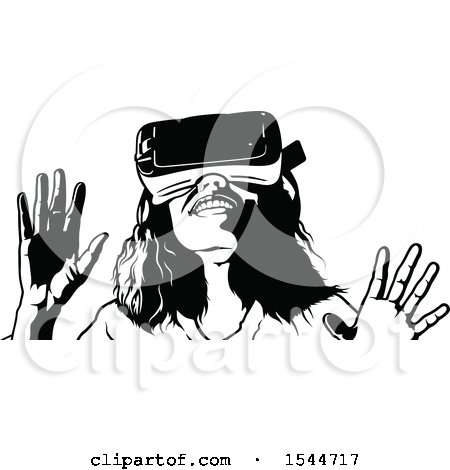 Clipart of a Woman Wearing Virtual Reality Goggles - Royalty Free Vector Illustration by dero