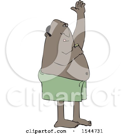 Clipart of a Black Man Applying Deodorant After a Shower - Royalty Free Vector Illustration by djart
