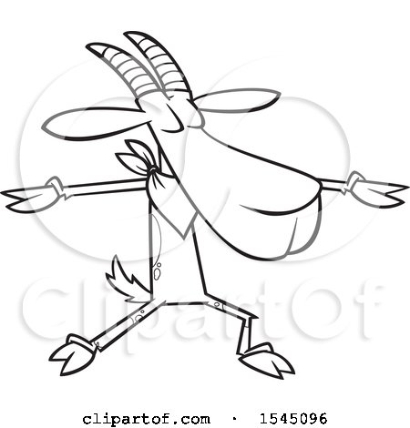 Clipart of a Lineart Goat Doing Yoga - Royalty Free Vector Illustration by toonaday