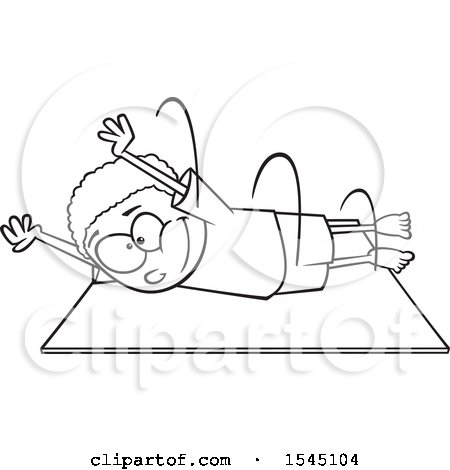 Clipart of a Lineart Black Boy Performing a Pencil Roll - Royalty Free Vector Illustration by toonaday