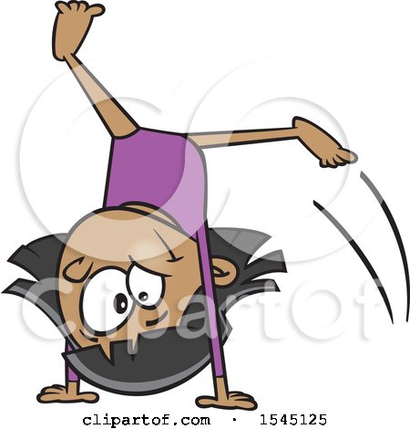 Clipart of a Cartoon Girl Gymnast Doing a Cartwheel - Royalty Free Vector Illustration by toonaday