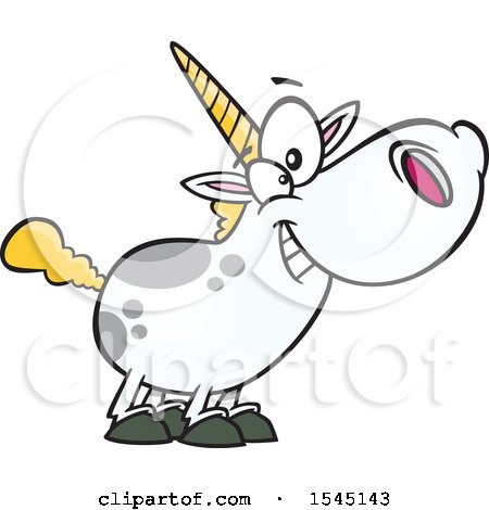 Clipart of a Cartoon Happy Chubby Unicorn - Royalty Free Vector Illustration by toonaday