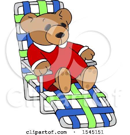 Clipart of a Teddy Bear Relaxing on a Beach Chair - Royalty Free Vector Illustration by djart