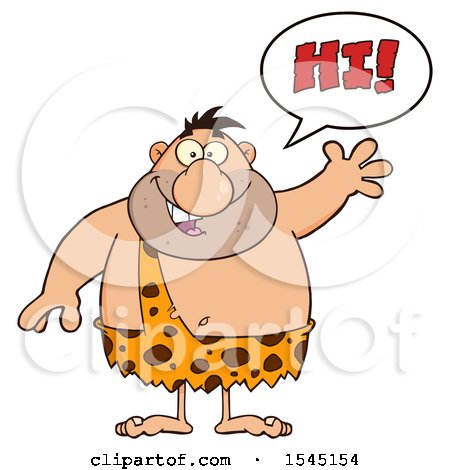 Clipart of a Caveman Saying Hi - Royalty Free Vector Illustration by Hit Toon