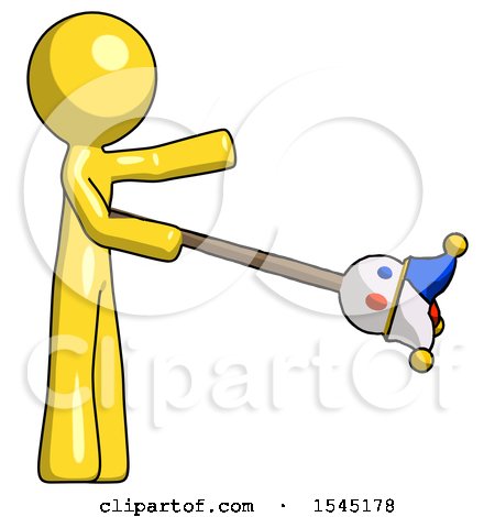 Yellow Design Mascot Man Holding Jesterstaff - I Dub Thee Foolish Concept by Leo Blanchette