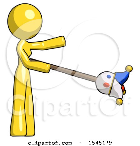 Yellow Design Mascot Woman Holding Jesterstaff - I Dub Thee Foolish Concept by Leo Blanchette