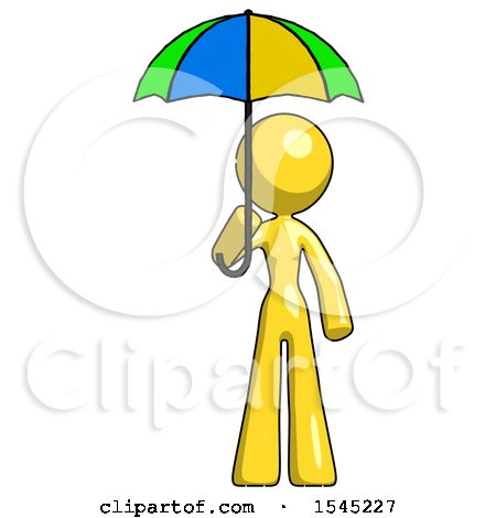 Yellow Design Mascot Woman Holding Umbrella Rainbow Colored by Leo Blanchette