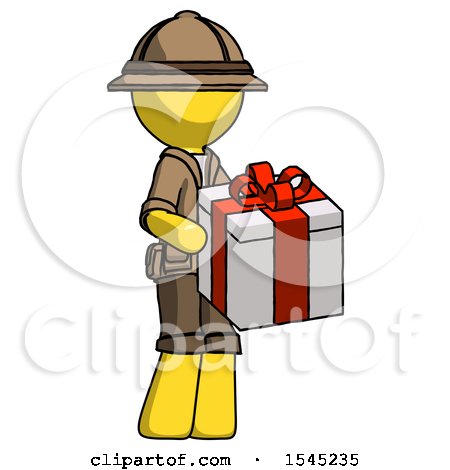Yellow Explorer Ranger Man Giving a Present by Leo Blanchette