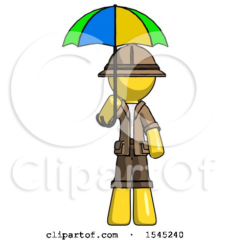 Yellow Explorer Ranger Man Holding Umbrella Rainbow Colored by Leo Blanchette
