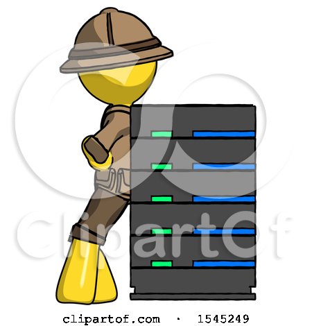 Yellow Explorer Ranger Man Resting Against Server Rack by Leo Blanchette