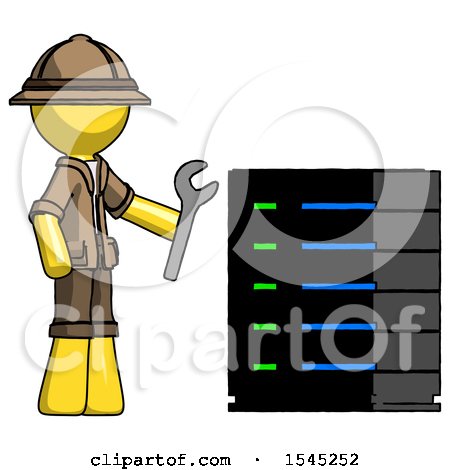 Yellow Explorer Ranger Man Server Administrator Doing Repairs by Leo Blanchette
