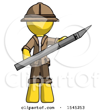 Yellow Explorer Ranger Man Holding Large Scalpel by Leo Blanchette