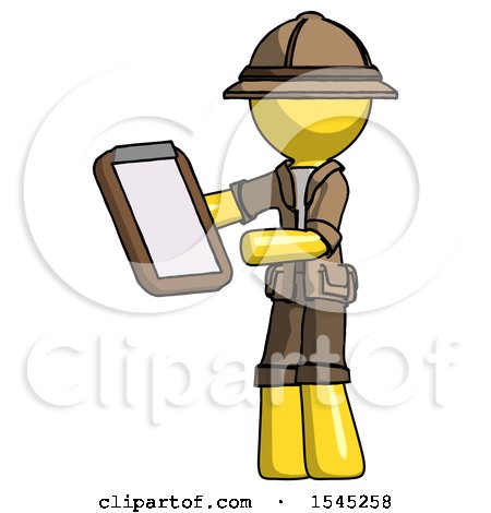 Yellow Explorer Ranger Man Reviewing Stuff on Clipboard by Leo Blanchette