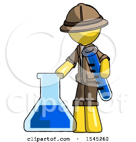 Yellow Explorer Ranger Man Holding Test Tube Beside Beaker or Flask by Leo Blanchette