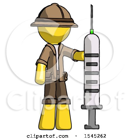 Yellow Explorer Ranger Man Holding Large Syringe by Leo Blanchette