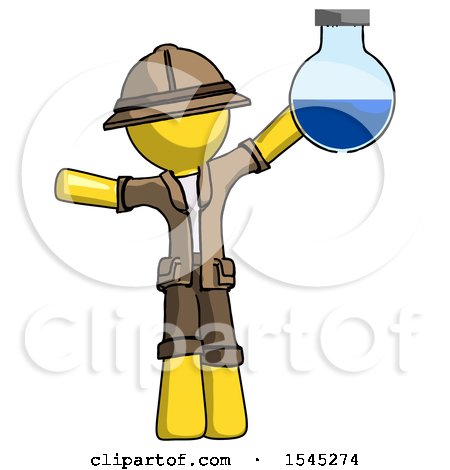 Yellow Explorer Ranger Man Holding Large Round Flask or Beaker by Leo Blanchette