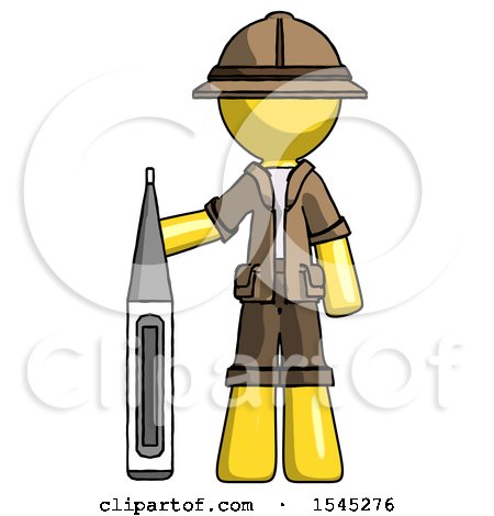 Yellow Explorer Ranger Man Standing with Large Thermometer by Leo Blanchette