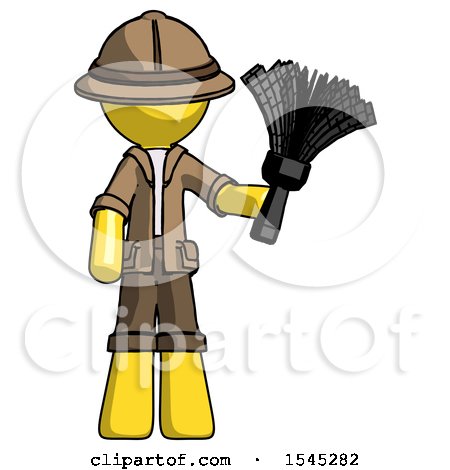 Yellow Explorer Ranger Man Holding Feather Duster Facing Forward by Leo Blanchette