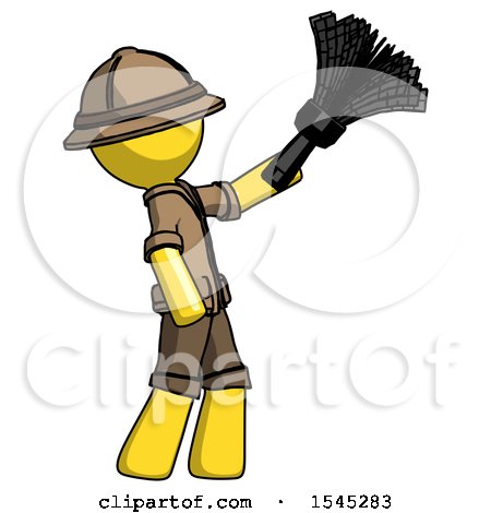 Yellow Explorer Ranger Man Dusting with Feather Duster Upwards by Leo Blanchette